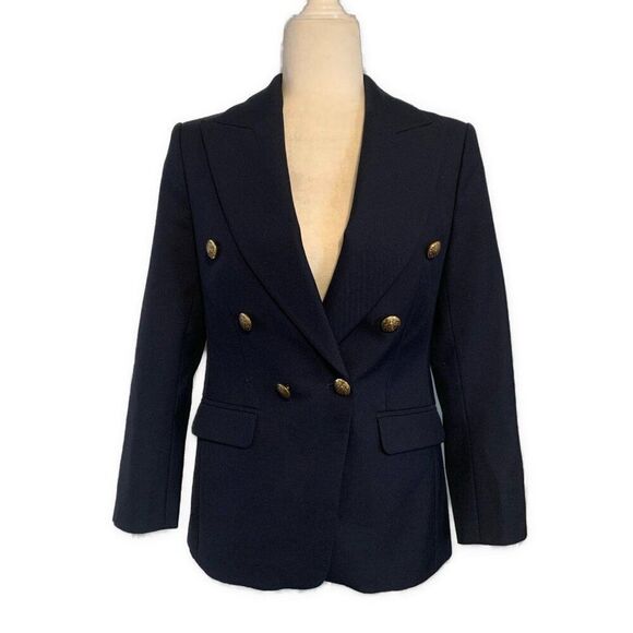 Banana Republic Icon Captain Blazer Navy Blue Lion Gold Buttons 2 Petite Xs - Picture 6 of 10